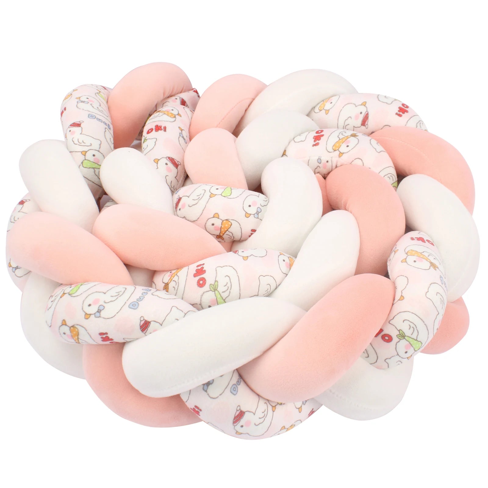 Tresse de Lit Rose & Blanc Motif 3 Brins – Plusieurs Tailles Disponibles