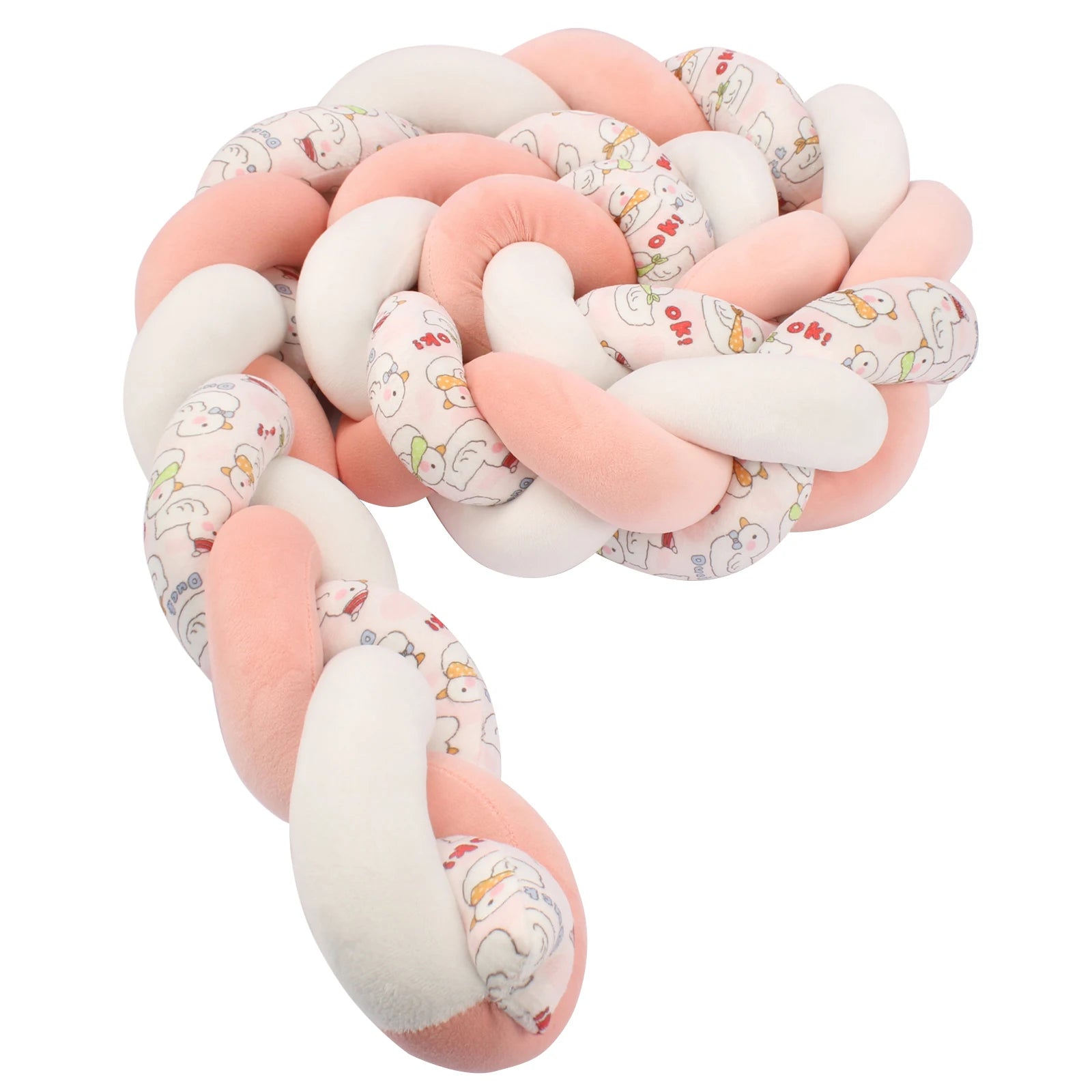 Tresse de Lit Rose & Blanc Motif 3 Brins – Plusieurs Tailles Disponibles