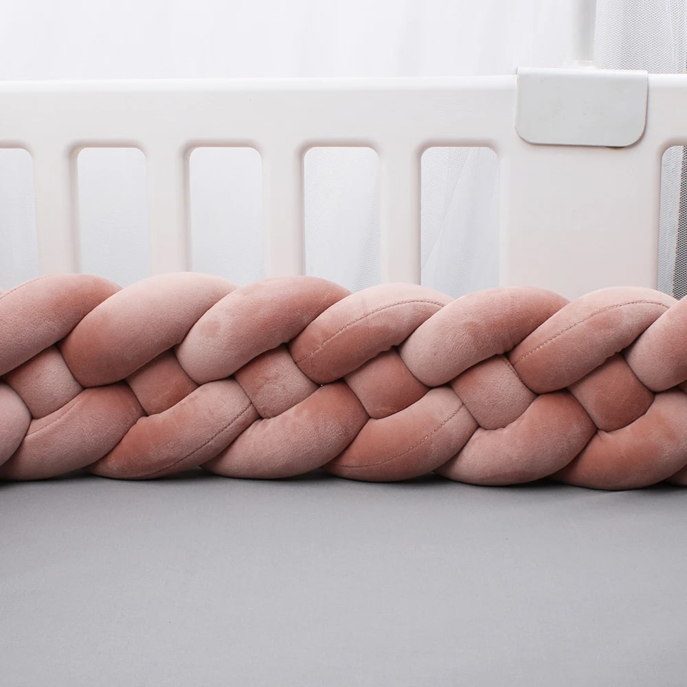 Tresse de lit 4 brins terracotta – Coussin décoratif et sécurisant pour chambre bébé