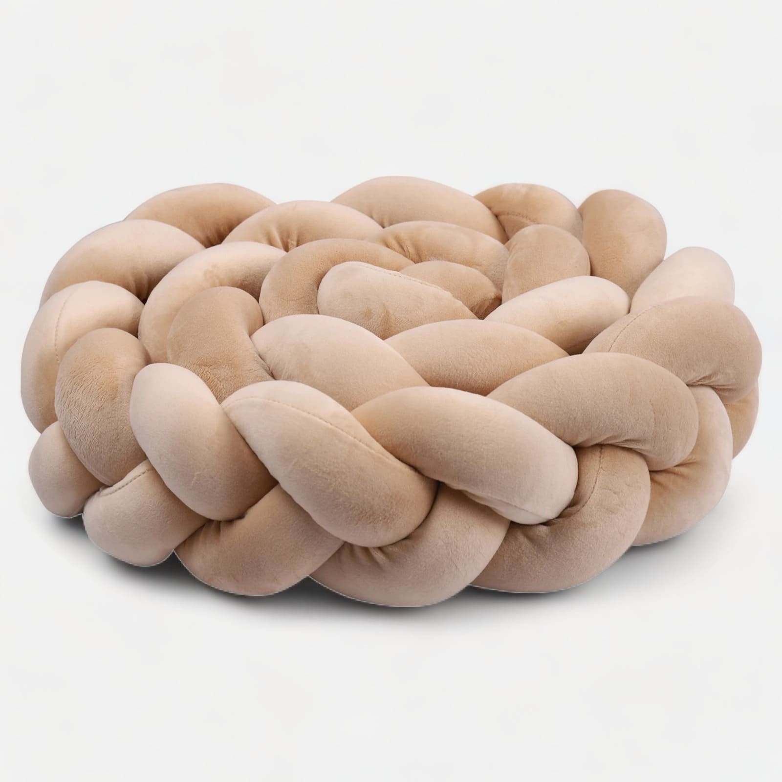 Tresse de lit camel 3 brins isolée, tour de lit doux et décoratif.